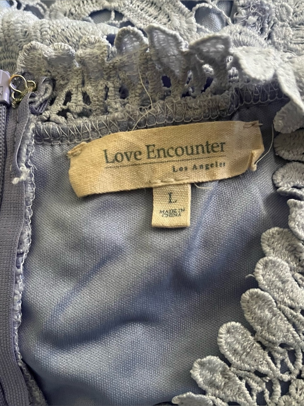 Love Encounter Los Angeles Light Blue Lace Overlay Party Dress Size L - Picture 8 of 9